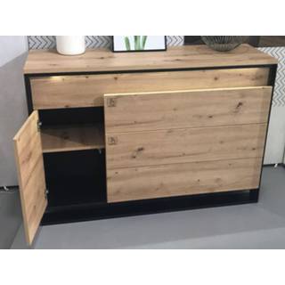 👉 Dressoir eik zwart QUANTINO 1 deur 4 lades artisanaal/zwart met led 5400551366788 5400943157215