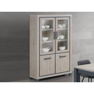 👉 Vitrine kast eik Vitrinekast ELOISE 4 deuren natuurlijke 5400551319692 5400943159554