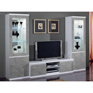 👉 Wit Tv-meubel set ROMEO marber/wit met verlichting 5400551341709