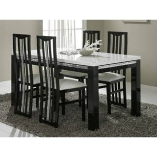 👉 Eettafel wit zwart REBECCA 190 cm hoogglans zwart/hoogglans 5400551219015