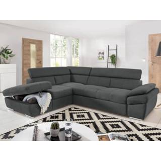 👉 Hoek bank stof antraciet Converteerbare hoekbank ANGITE met longchair links 5400551402028