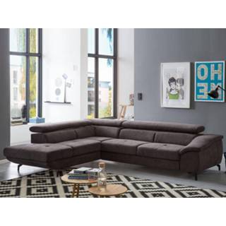 👉 Hoek bank stof bruin Converteerbare hoekbank FAMOUSSE met longchair links 5400551357823