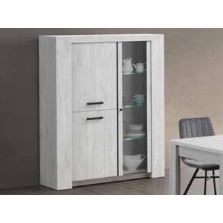👉 Vitrine kast eik Vitrinekast ELVITA 3 deuren gebleekte 5400551357359 5400943159578