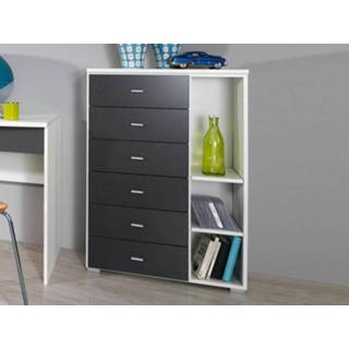 👉 Boeken kast metaal wit grijs Boekenkast CHICOS 6 lades links wit/grijs 4038283015479 5400551116864 5400943133196