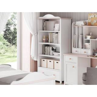 👉 Wit roze Bibliotheek LUCIA 4 niches 1 lade wit/roze 5400551321749 5400943133318