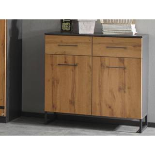 👉 Commode eik BUTTO 2 deuren lades wotan eik/metaalgrijs 5400551394125 5400943130577