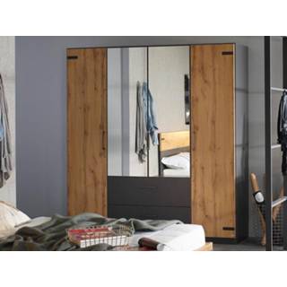👉 Eik Kast BUTTO 4 deuren 2 lades 181 cm wotan eik/metaalgrijs 5400551394132 5400943117424