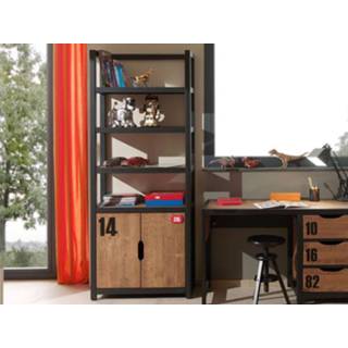 👉 Boeken kast zwart Boekenkast ALEXIS 4 vakken en 2 deuren pijnboom/zwart 5400551152879 5400943139716