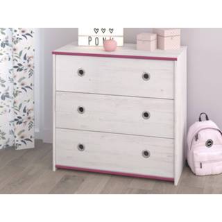 👉 Commode roze witte SMOOKIE 3 lades pijnboom/roze 5400551189325 5400943139945