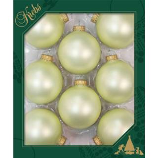 👉 Kerstbal creme glas 8x stuks glazen kerstballen 7 cm naturel velvet vanille