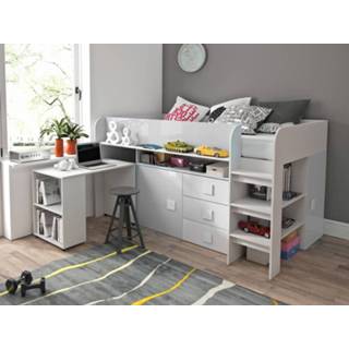 👉 Bureau wit Samengesteld bed TOLISSO 90x200 cm wit/hoogglans met aan linkerzijde 5400551309037 5400943185850