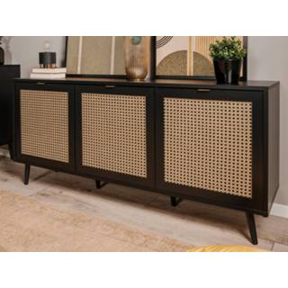 👉 Dressoir zwart VINO 3 deuren zwart/rotan look 5400551405593 5400943173604