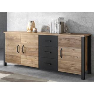 👉 Dressoir zwart OLIANNE 3 deuren lades appenzeller sparren/zwart 5400551416155 5400943173932