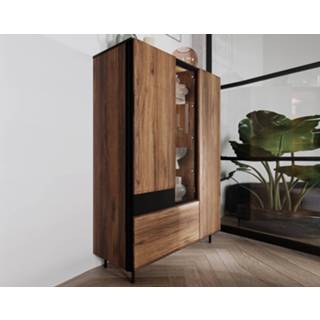 👉 Vitrinekast BORAT 3 deuren 1 lade catania eik/zwart zonder led