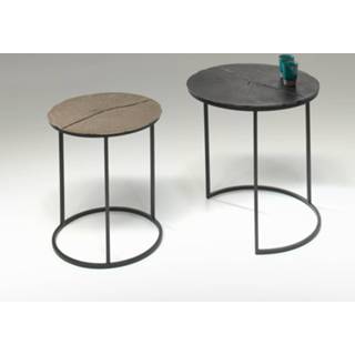👉 Metaal zwart Set van 2 bjijzettafels MAGGY 49 cm zwart/brons 5400551388964 5400943177428