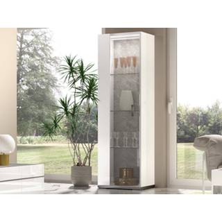 👉 Vitrinekast wit MIRAS 1 deur hoogglans wit/beton 5400943205336