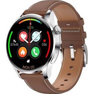 👉 Smartwatch bruin met Lederen Band M103 - iOS/Android 5712580126647