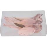 👉 Roze kunststof 2x Kerstboomversiering glitter vogeltjes op clip 11 cm