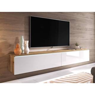 👉 Klap deur eik wit TV-meubel DUBAI 2 klapdeuren 140 cm hoogglans wit/eik wotan met verlichting 5400551353375 5400943104585