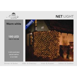 👉 Kerstverlichting wit kunststof lichtnet met timer 180 lampjes warm 150 cm