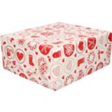 Inpakpapier wit 2x rollen kerst inpakpapier/cadeaupapier met rood 200 x 70 cm