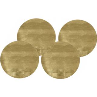 👉 Placemat goud kunststof 12x stuks ronde placemats glitter 38 cm van