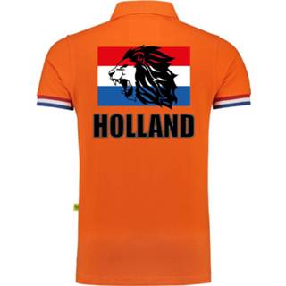 👉 Luxe Holland supporter poloshirt - 200 grams katoen - heren - oranje - leeuwenkop - Nederland fan / EK / WK polo shirt / kleding