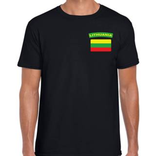 👉 Landenshirt zwart mannen Lithuania / Litouwen landen shirt met vlag voor heren - borst bedrukking
