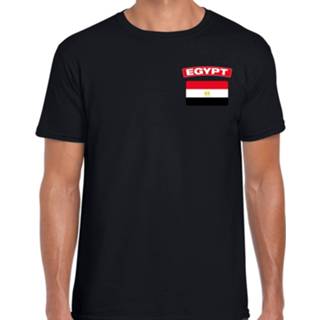 👉 Landenshirt zwart mannen Egypt / Egypte landen shirt met vlag voor heren - borst bedrukking
