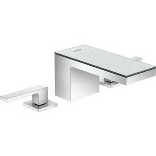 👉 Wastafelkraan zwart glas chroom Hansgrohe AXOR MyEdition 3-gats 70 m. push open garnituur voorsprong 15.1cm 47050600 4059625161494