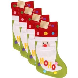 👉 4x stuks cadeausokken met Kerstman 50 cm