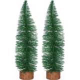 👉 Kerstboom groen 2x stuks kerstboompjes op stam 35 cm