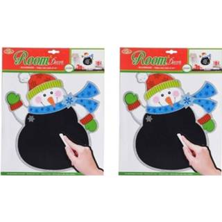 👉 Krijtbord 2x stuks kerst decoratie sneeuwpoppen krijtbordjes 31 x 38 cm