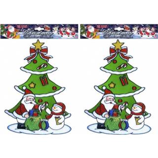 👉 Decoratiesticker 5x stuks kerst decoratie stickers sneeuwpop/kerstman plaatjes 30 cm