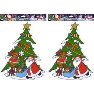 👉 Decoratiesticker 5x stuks kerst decoratie stickers kerstman/rendier plaatjes 40 cm