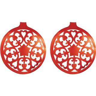 👉 Kerstbal rood karton 3x stuks kerstballen hangdecoratie 32 cm van