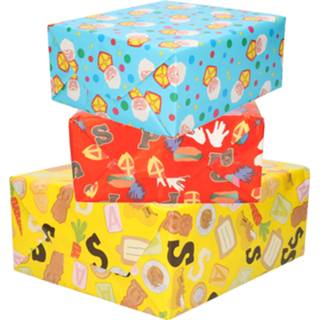 👉 Inpakpapier multi papier 4x rollen Sinterklaas inpakpapier/cadeaupapier 200 x 70 cm op rol