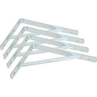 👉 Plankdrager zilver staal RVS 8x stuks plankdragers / planksteunen verzinkt met schoor 29,5 x 20,5 cm