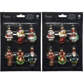 👉 Figuurtje multi glas 12x stuks glazen kersthangers figuurtjes 5,5 cm kerstornamenten