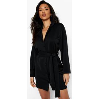 👉 Drop Shoulder Blazer Jurk Met Ceintuur, Black