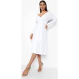 👉 Skater Midi Jurk Met Open Schouders, Ivory