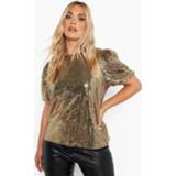 👉 Plus Top Met Pailletten En Pofmouwen, Gold
