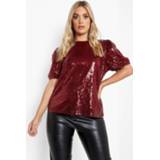 👉 Plus Top Met Pailletten En Pofmouwen, Wine