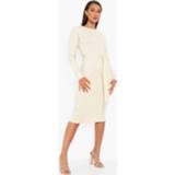 👉 Midi Jurk Met Lange Mouwen En Ceintuur, Stone