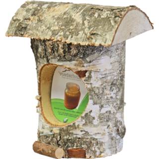 👉 Bruin hout Vogelhuisje/voederhuisje/pindakaashuisje berkenhout 27 cm