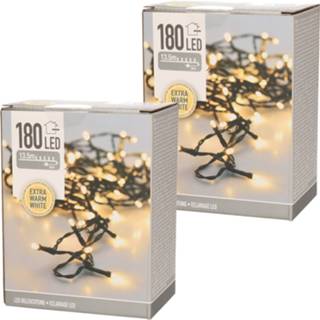 👉 2x stuks kerstverlichting extra warm wit buiten 180 lampjes - Kerstlampjes / kerstlichtjes