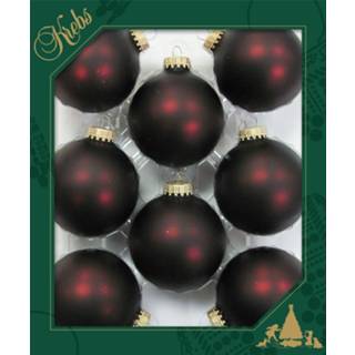 👉 Kerstbal bruin rood glas 24x stuks glazen kerstballen 7 cm chocolade bruin/rood