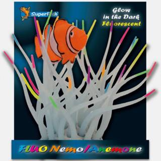 👉 Ornament wit oranje Superfish Fluo Annemoon Met Vis - Aquarium 12x9x13 cm 8715897284168