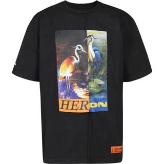👉 Shirt l male zwart Graphic Print Patchwork T-shirt