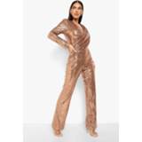 👉 Gedrappeerde Wide Leg Jumpsuit Met Pailletten, Copper